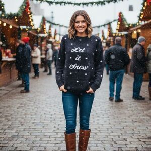 Country Door Women's Black 'Let it Snow' Sweater‎ 1X